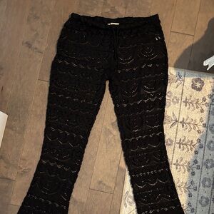 Milken Swim Beach Coverup Black Lace Flare Pants